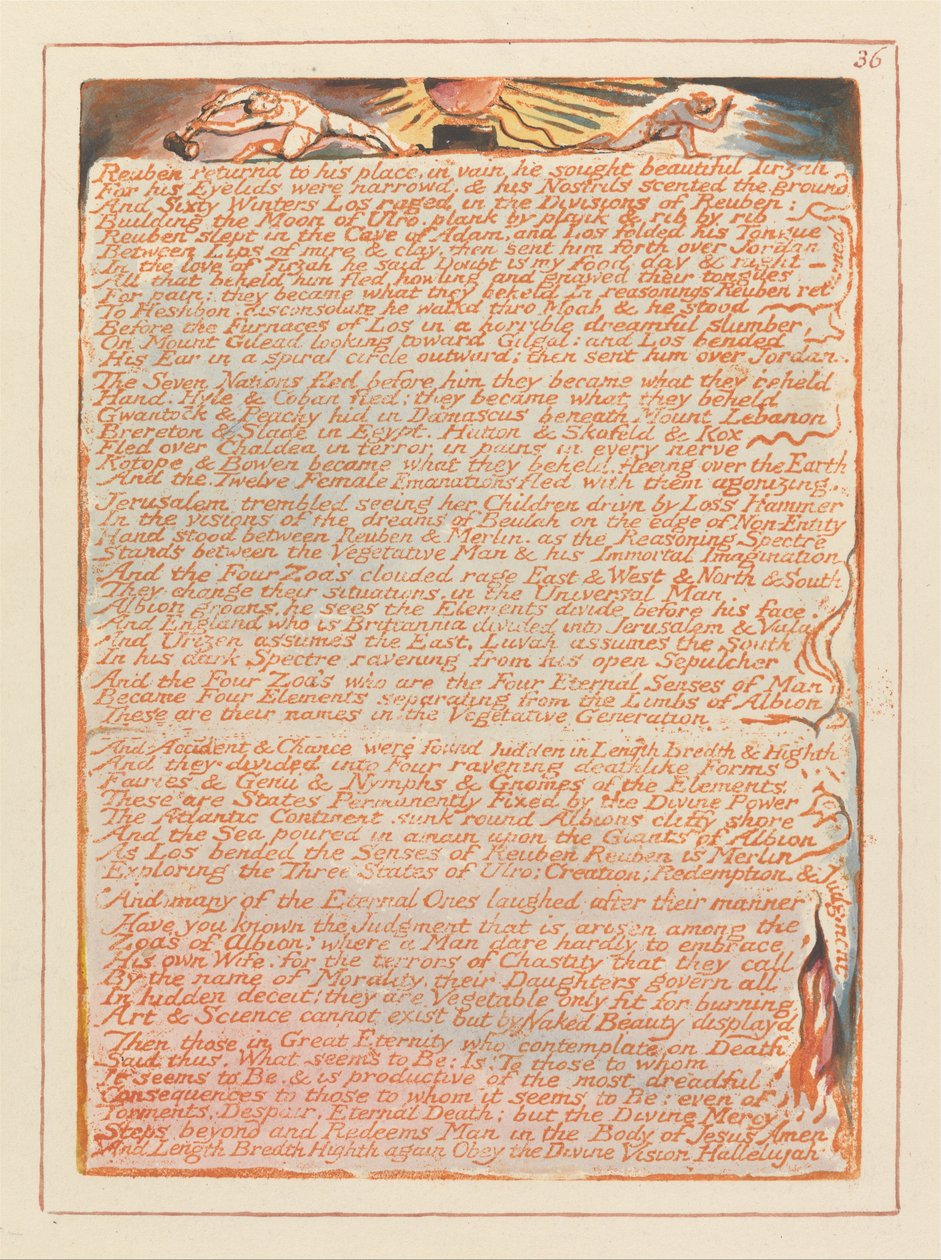 Jeruzalém, talíř 36, Reuben se vrací na své místo .... od William Blake
