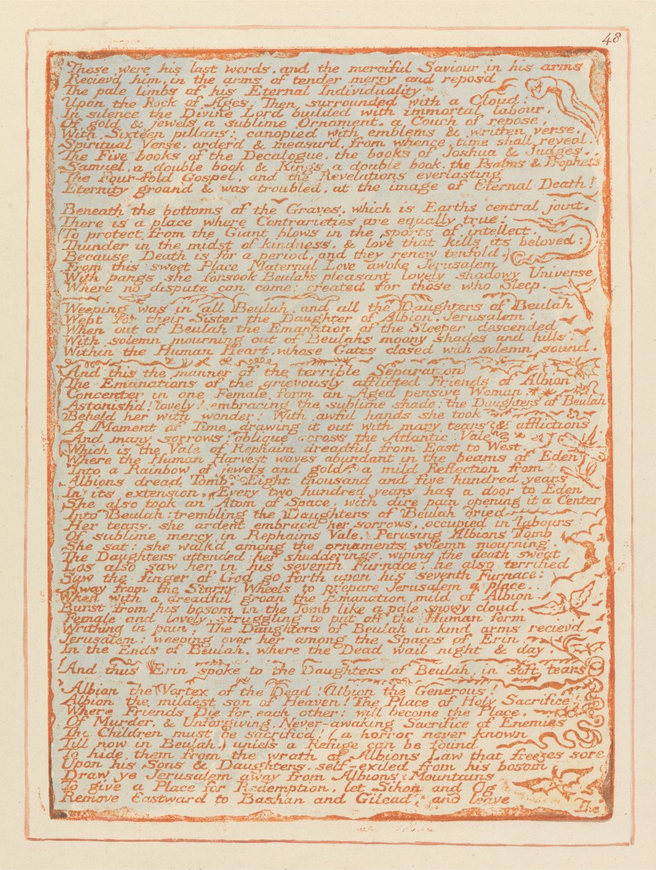Jeruzalém, talíř 48, To byla jeho poslední slova .... od William Blake