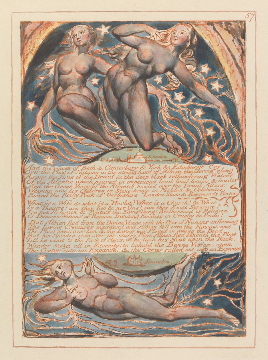 Jeruzalém, talíř 57 a hlasy Bath ... od William Blake