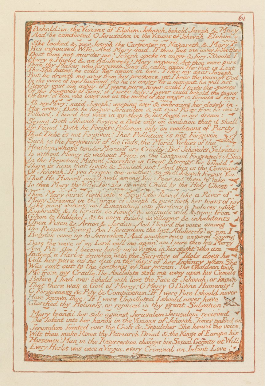 Jeruzalém, talíř 61, Hle- ve vizích Elohima Jehovy .... od William Blake