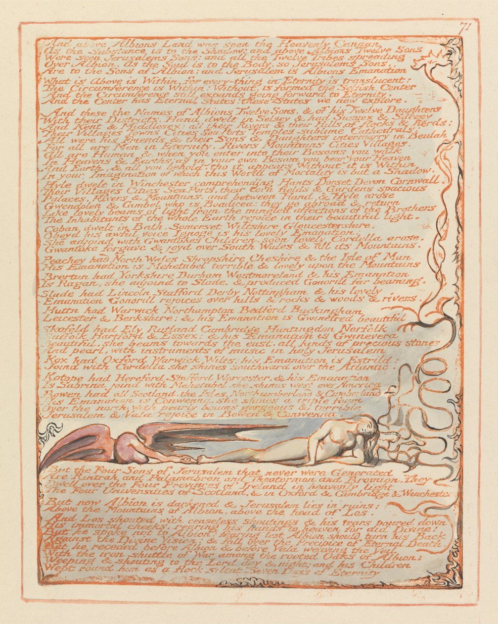 Jeruzalém, talíř 71 a nad zemí Albions .... od William Blake