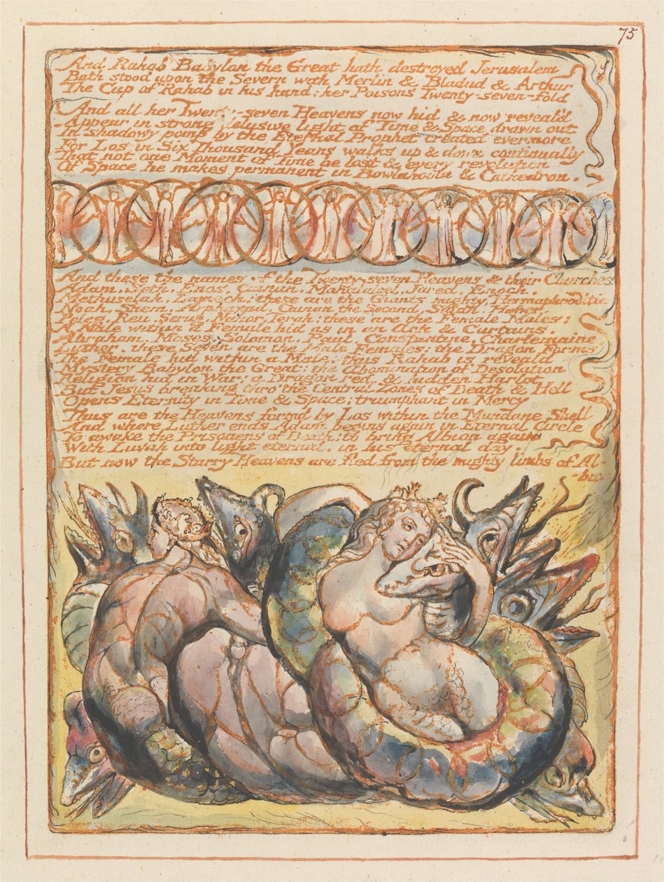 Jeruzalém, talíř 75 a velký Rahab Babylon ... od William Blake