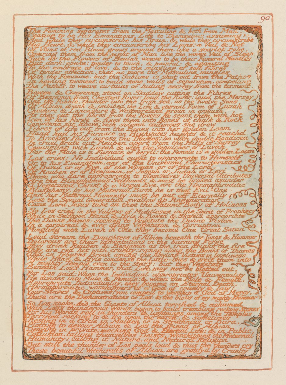 Jerusalem, Plate 90, The Feminine separates .... od William Blake
