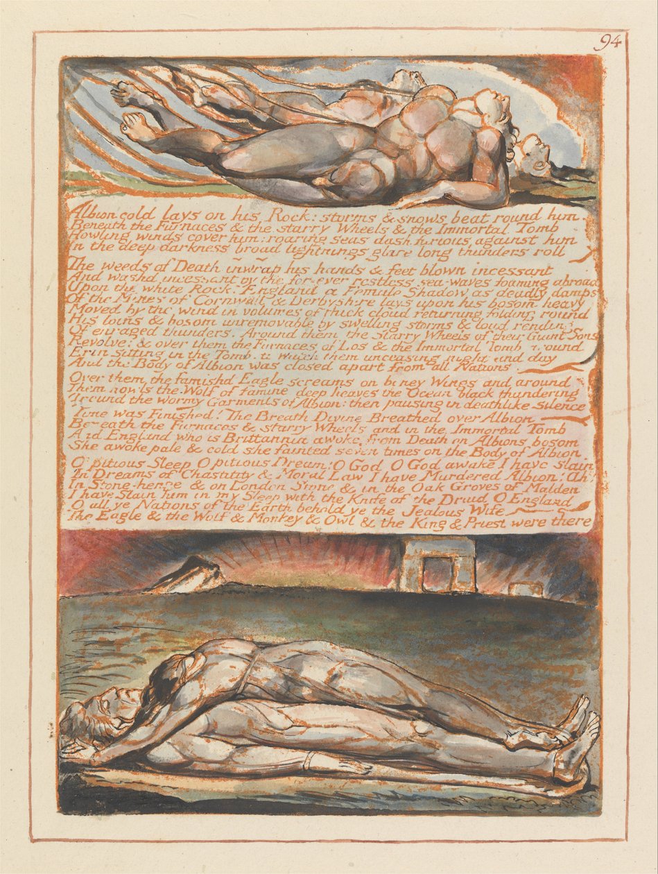 Jeruzalém, deska 94, Albion chladně ležel na své skále ... od William Blake