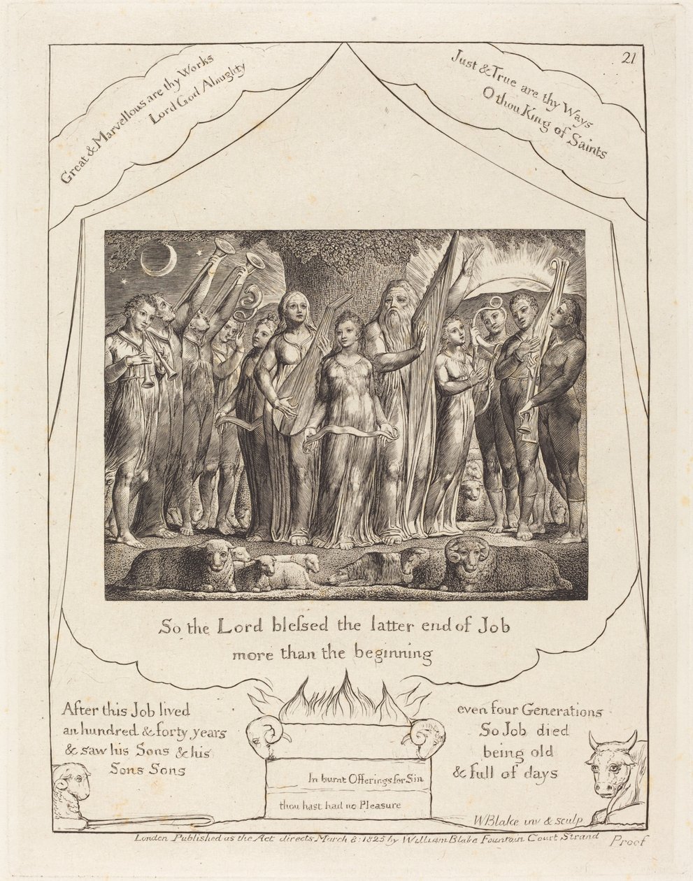 Job a jeho manželka obnoveni k prosperitě, 1825. od William Blake