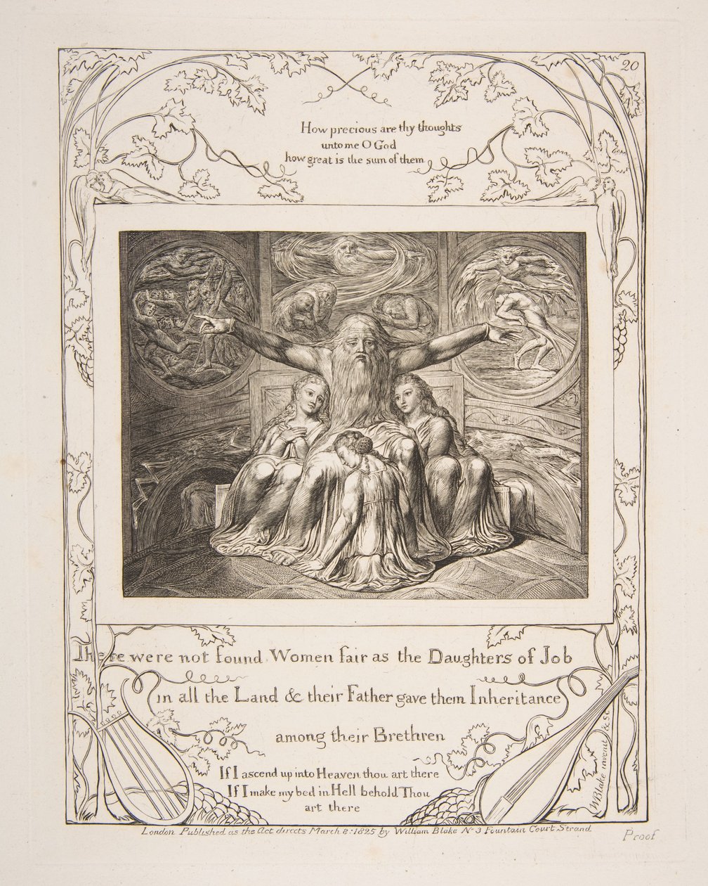 Job a jeho dcery, z ilustrací Knihy Job, 1825-26. od William Blake