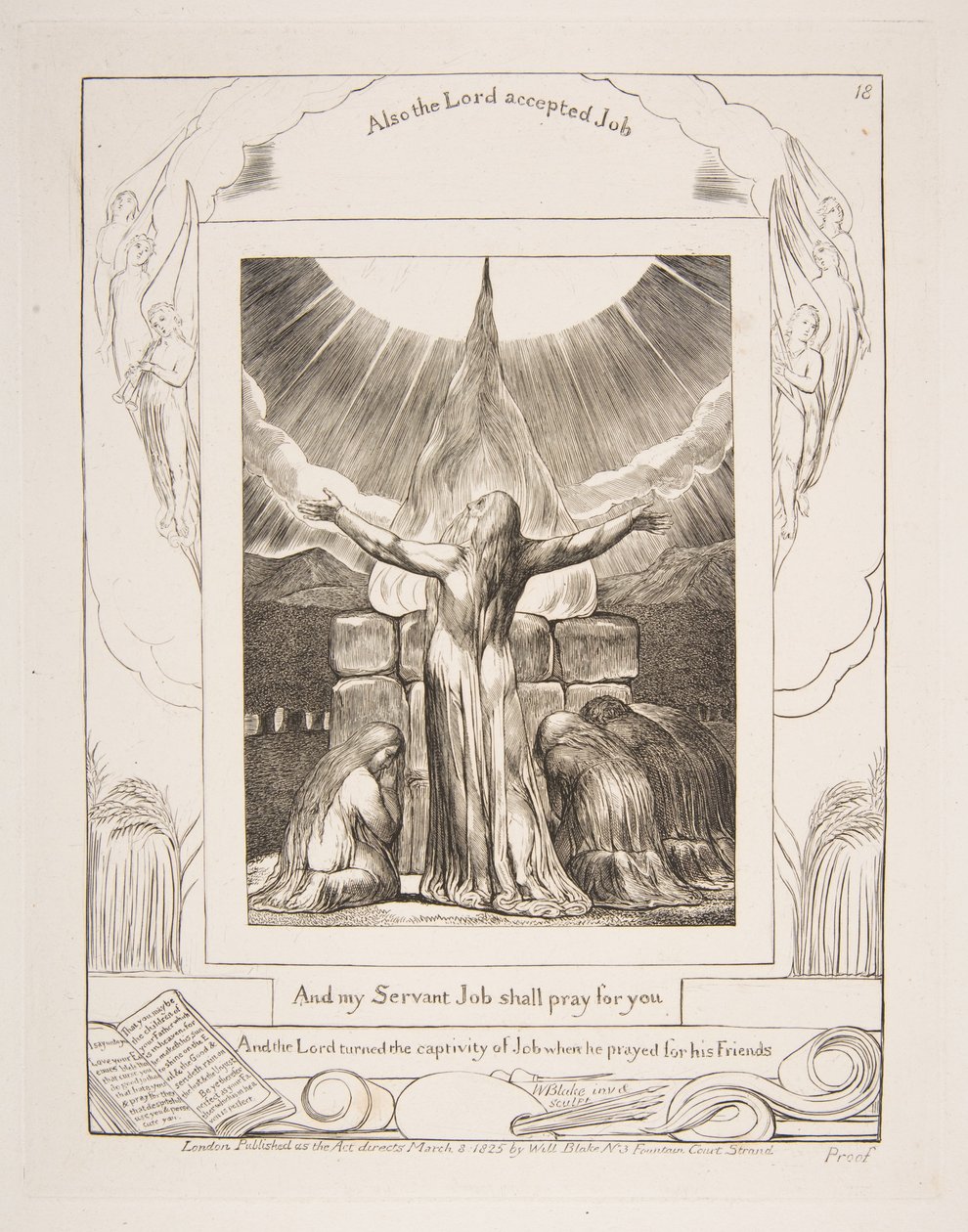 Jobsova oběť, z ilustrací Knihy Job, 1825-26. od William Blake