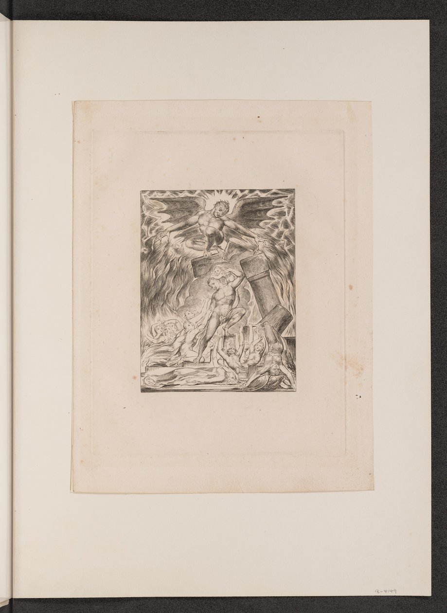 Jobovi synové a dcery přemoženi Satanem od William Blake