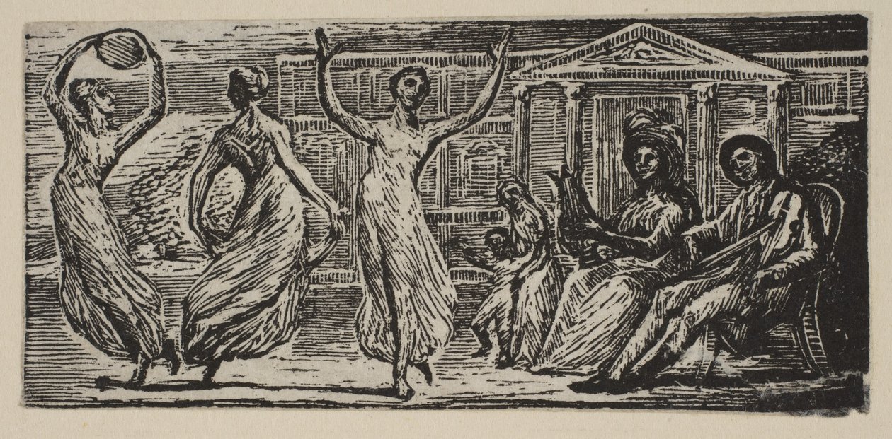 Menalcus Watching Women Dance, z Thorntons Pastorals of Virgil, 1821. od William Blake