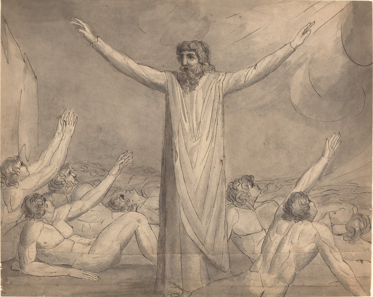 Mojžíš zůstává morem (?) [recto] od William Blake