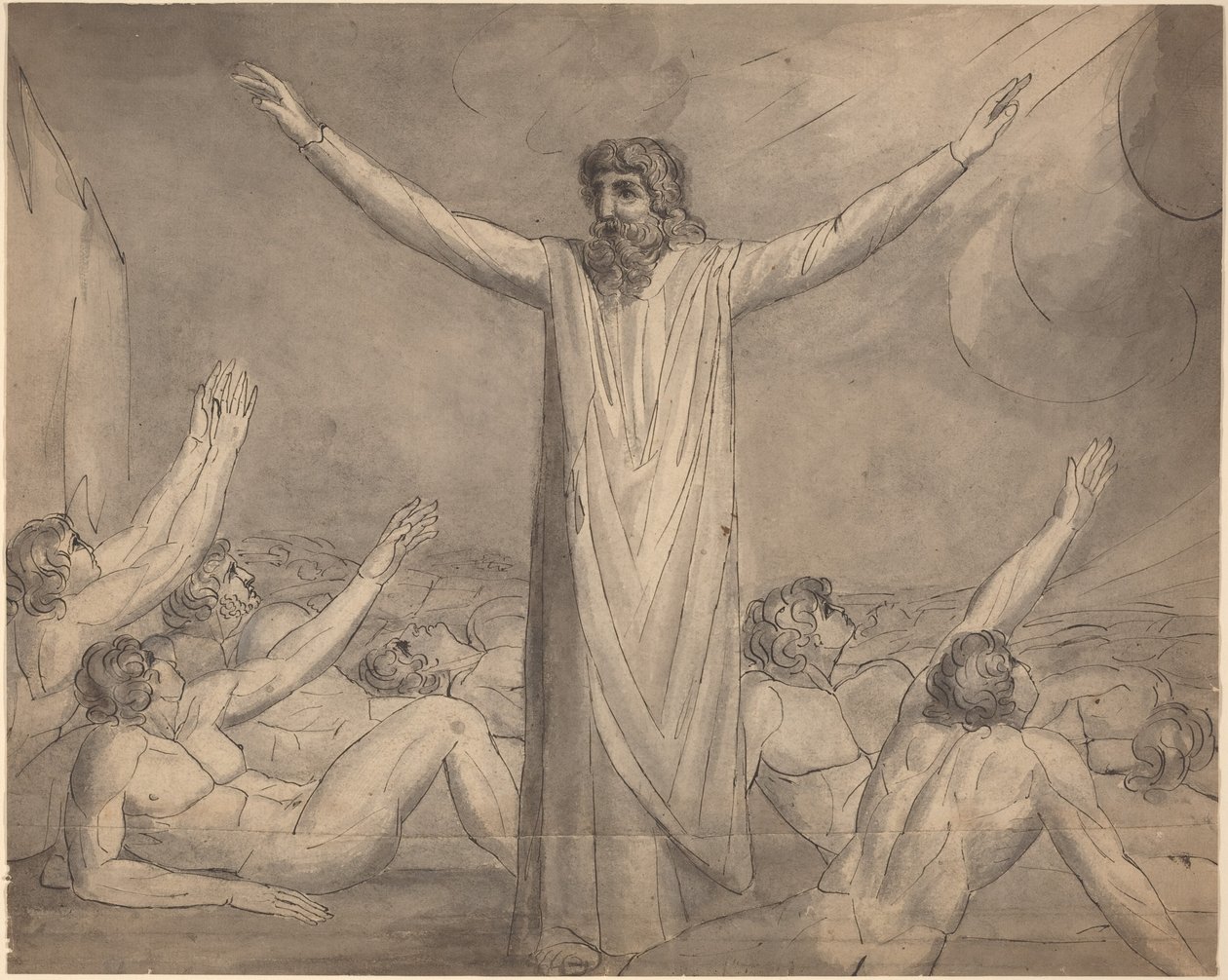 Mojžíš zastavuje ranu () [líc] od William Blake