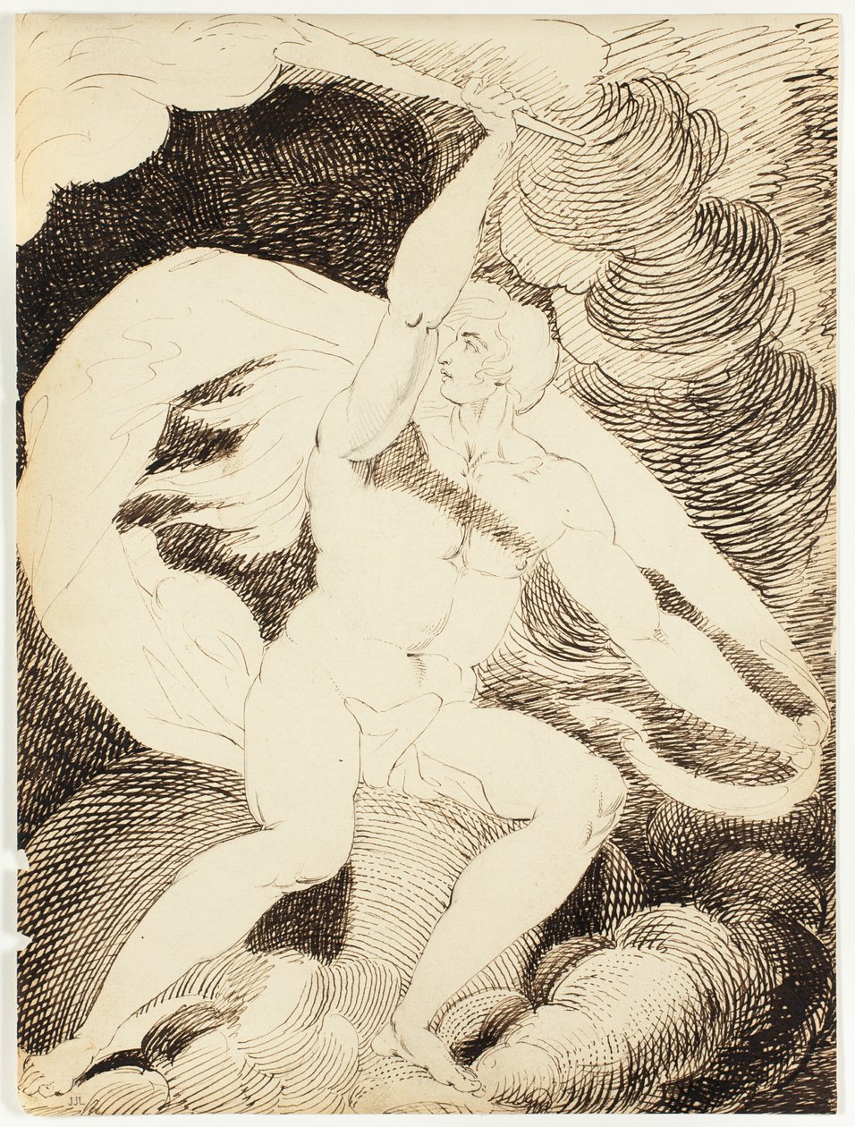 Nahá postava muže s planoucí pochodní od William Blake