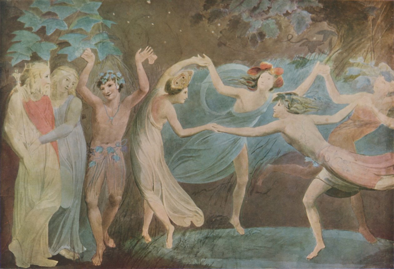 Oberon, Titania a Puck s tancem víl, 1786 od William Blake