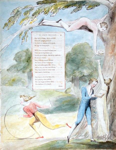 Óda na vzdálenou vyhlídku Eton College, z „Básně Thomase Graye“, vydané v letech 1797-98 (akvarel a černý inkoust na papíře) od William Blake