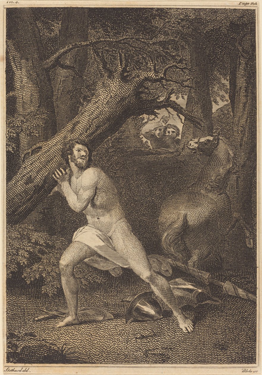 Orlando ve vzteku trhající stromy, 1783. od William Blake