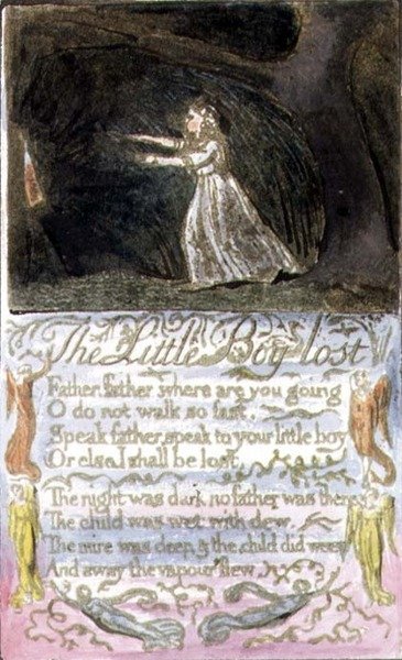 S.124-1950.pt12 The Little Boy Lost: plate 12 from Songs of Innocence and of Experience (kopie R) c.1802-08 (lept, inkoust a akvarel) od William Blake