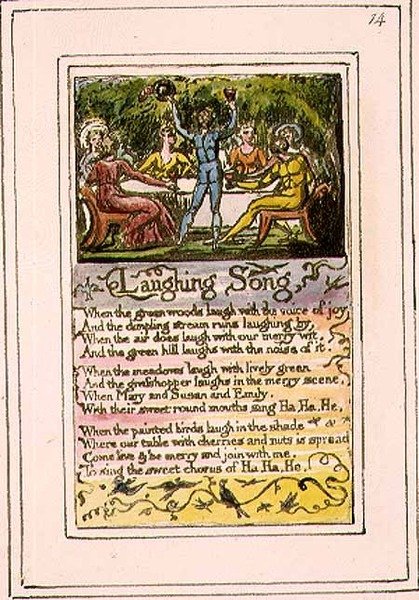 S.124-1950.pt14 Laughing Song: deska 14 z Songs of Innocence and of Experience (kopie R) c.1802-08 (lept, inkoust a akvarel) od William Blake