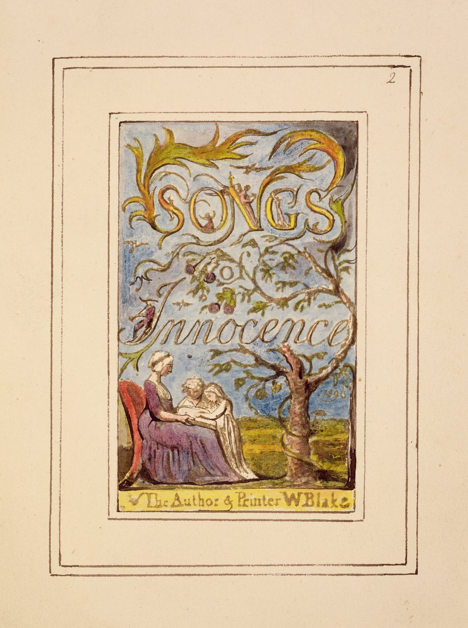 S.124-1950.pt2 Titulní strana k Songs of Innocence: deska 2 z Songs of Innocence and of Experience (kopie R) c.1802-08 (lept, inkoust a wc) od William Blake
