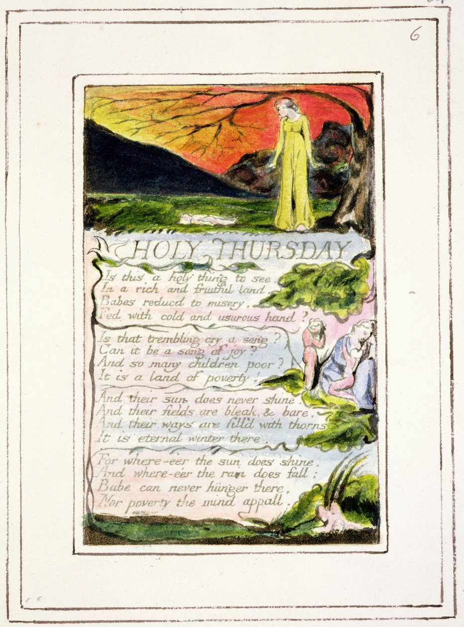 S.124-1950.pt34 Zelený čtvrtek: deska 34 z Songs of Innocence and of Experience (kopie R) c.1802-08 (lept, inkoust a wc) od William Blake