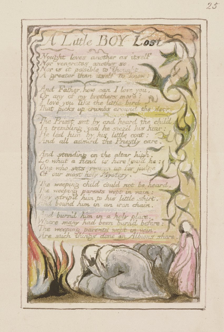 S.124-1950.pt53 A Little Boy Lost: plate 53 from Songs of Innocence and of Experience (kopie R) c.1802-08 (lept, inkoust a wc) od William Blake
