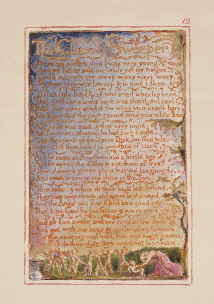 S.125-1950.pt12 Kominík: deska 12 z Songs of Innocence and of Experience (kopie AA) c.1815-26 (lept, inkoust a wc) od William Blake