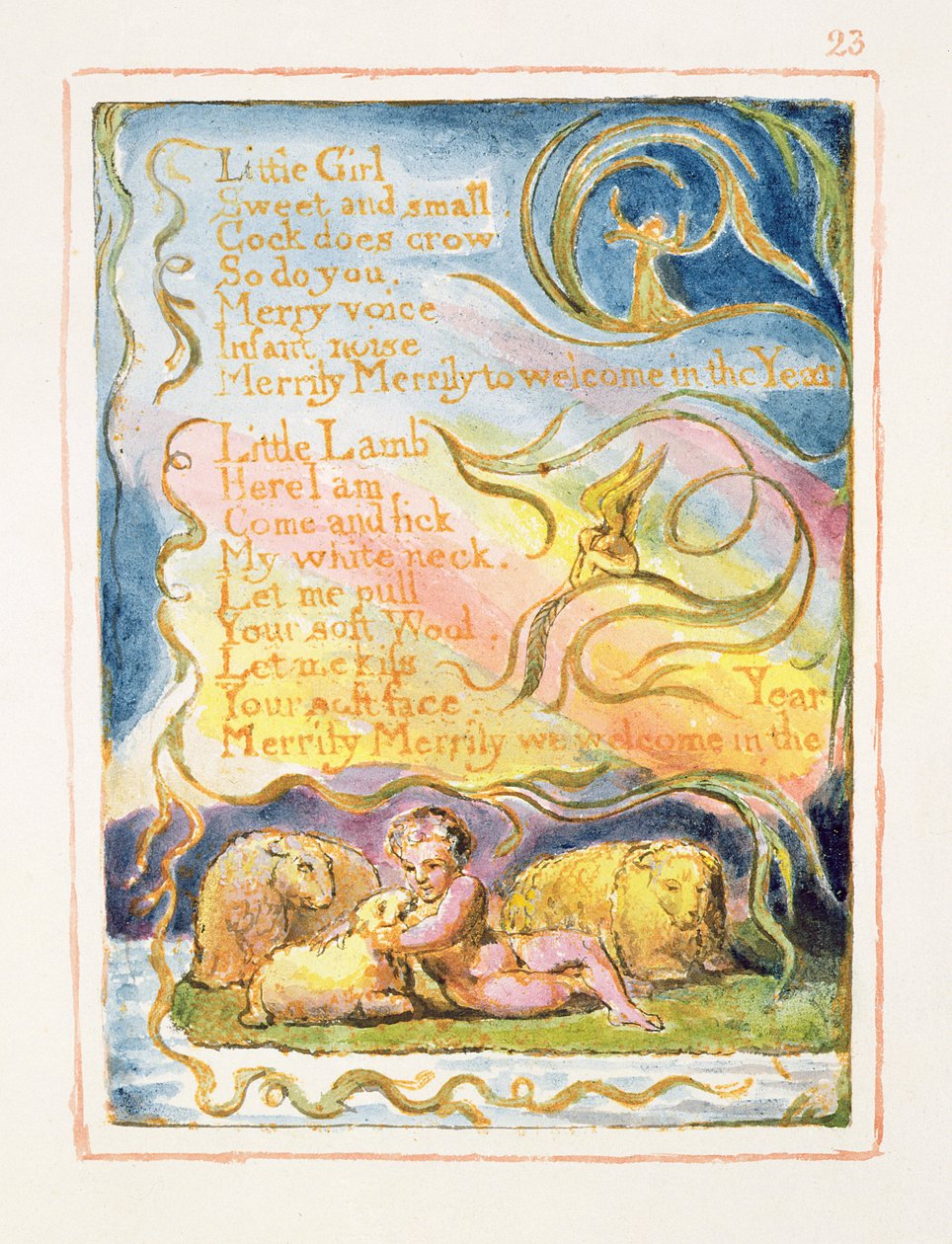 S.125-1950.pt23 Spring (pokračování): deska 23 z Songs of Innocence and of Experience (kopie AA) c.1815-26 (lept, inkoust a wc) od William Blake