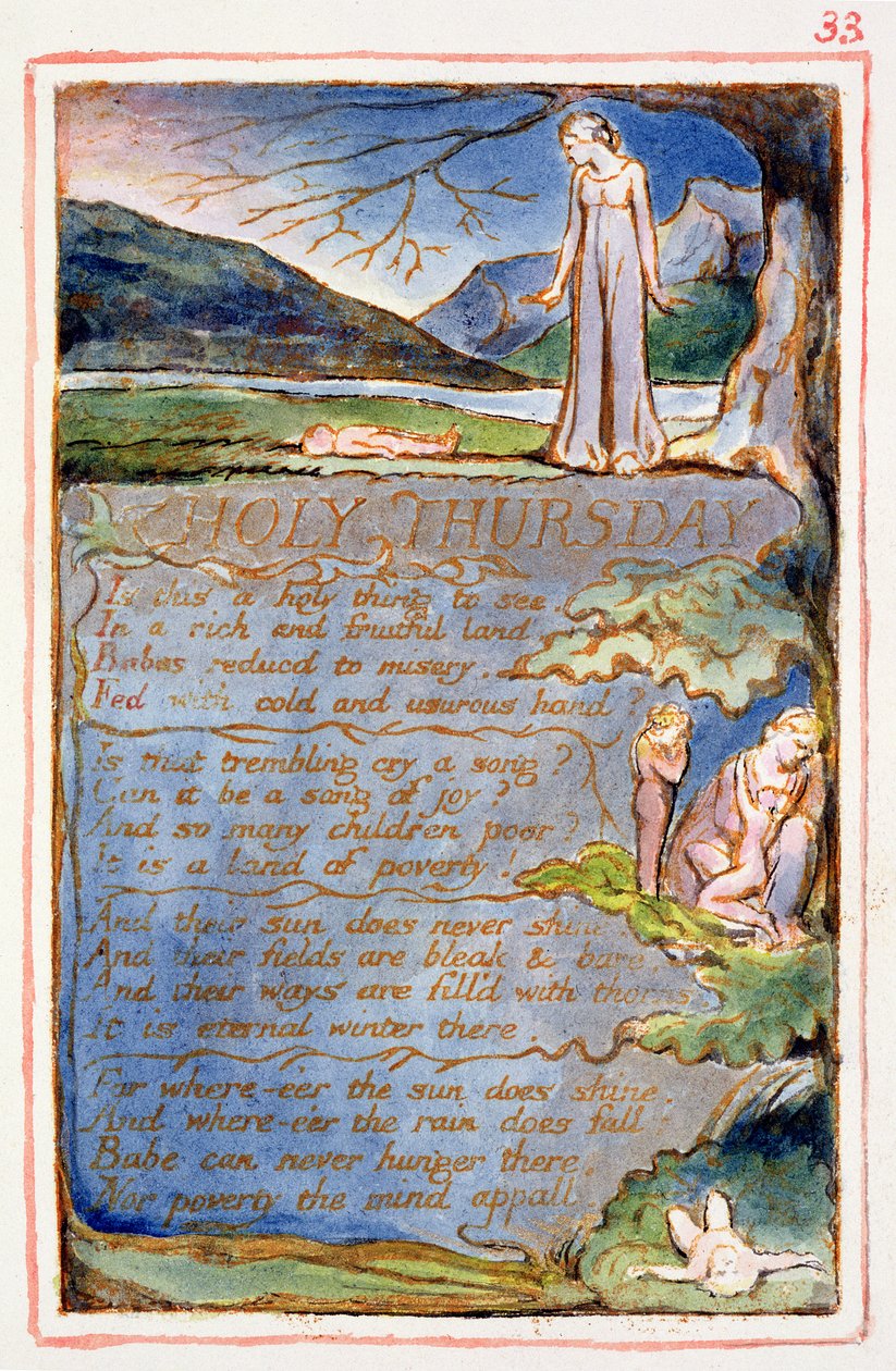 S.125-1950.pt33 Zelený čtvrtek: deska 33 z Songs of Innocence and of Experience (kopie AA) c.1815-26 (lept, inkoust a wc) od William Blake