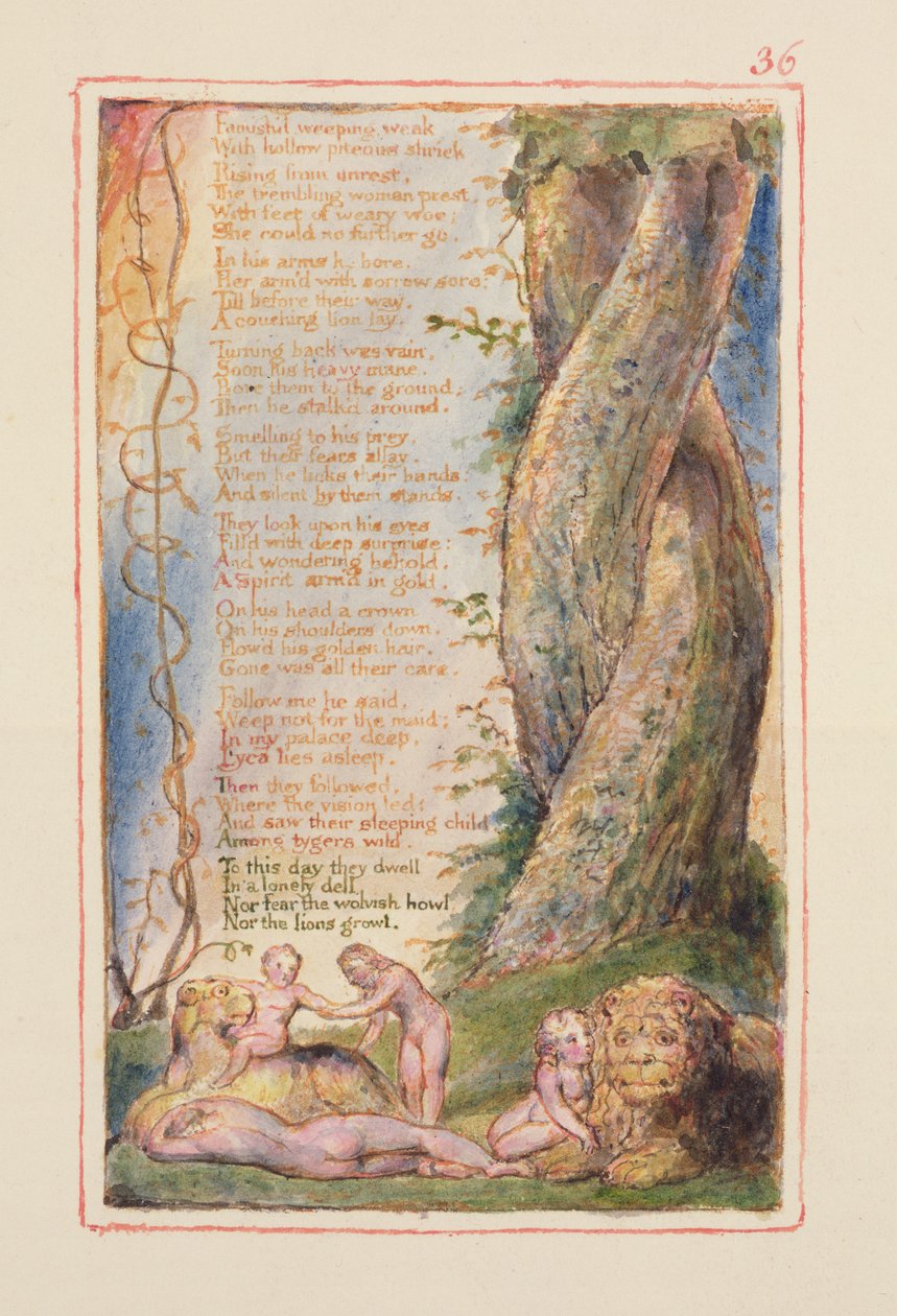 S.125-1950.pt36 The Little Girl Found (pokračování): deska 36 z Songs of Innocence and of Experience (kopie AA) c.1815-26 (lept, inkoust a wc) od William Blake