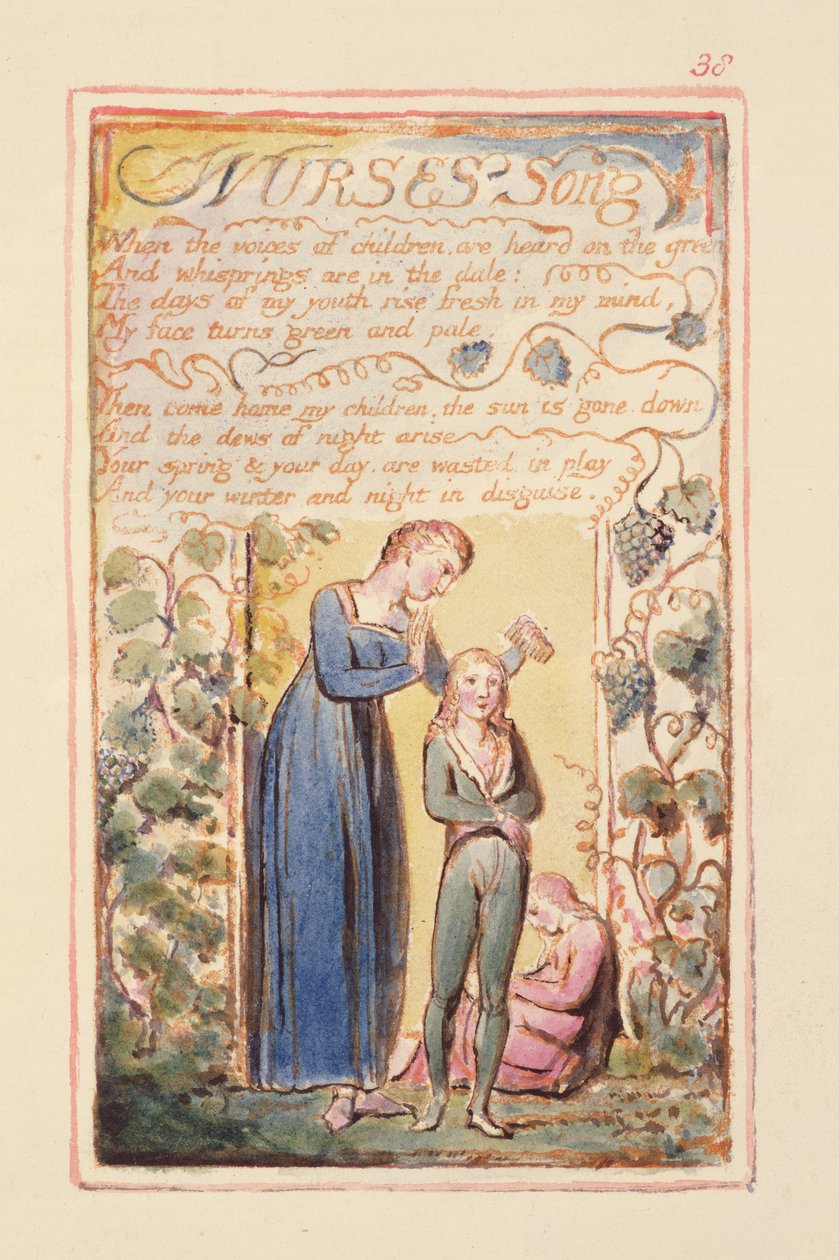 S.125-1950.pt38 Nurses Song: deska 38 z Songs of Innocence and of Experience (kopie AA) c.1815-26 (lept, inkoust a wc) od William Blake