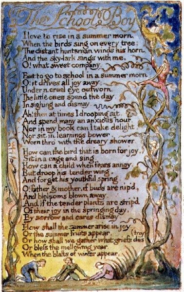 S.125-1950.pt53 Školák: deska 53 z Songs of Innocence and of Experience (kopie AA) c.1815-26 (lept, inkoust a akvarel) od William Blake