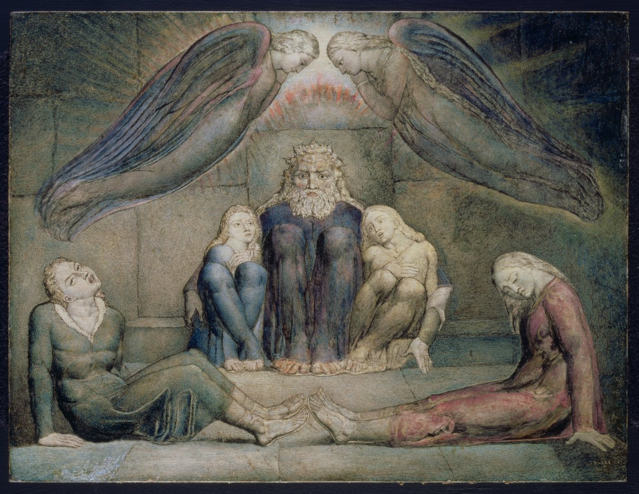 PD.5-1978 Hrabě Ugolino a jeho synové ve vězení, ilustrace k `Inferno`, Canto 33 z `Božské komedie` Danteho Alighieriho, kolem 1827 (tempera na panelu) od William Blake