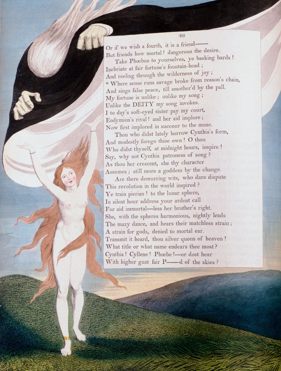 Strana 46 z Noční myšlenky rytířů Edwarda Younga, c1797 od William Blake