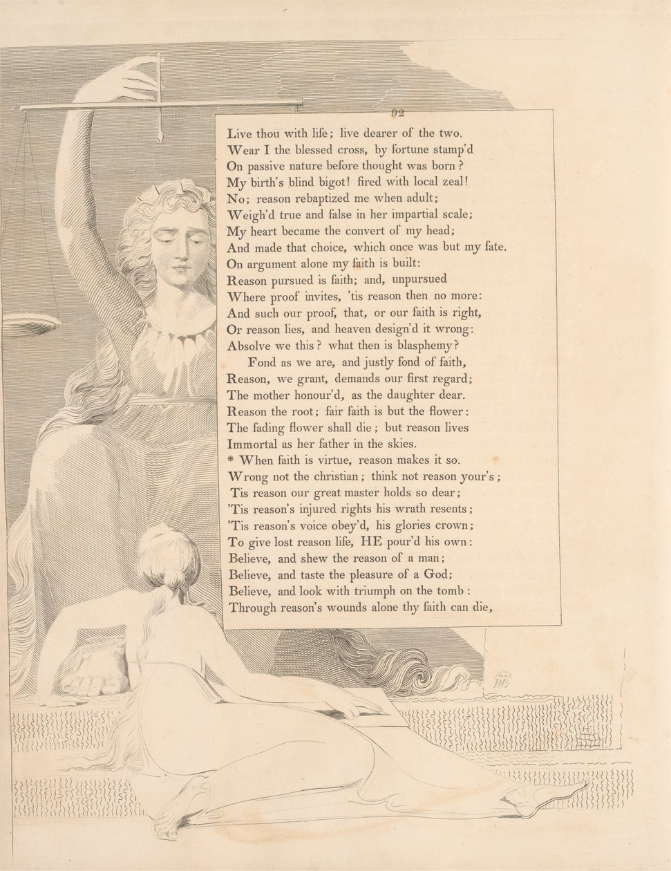 Deska 41 (strana 92): „Když je víra ctností, rozum ji činí“ od William Blake