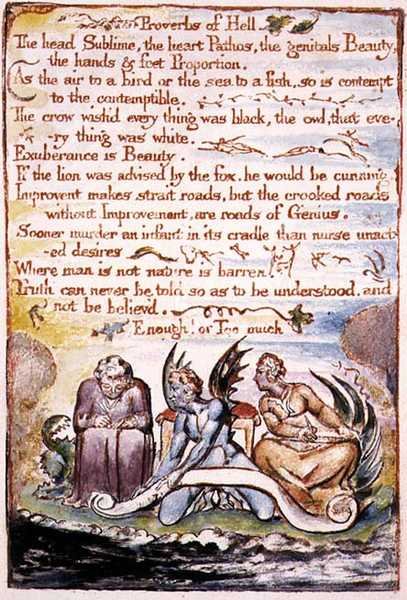 Přísloví pekla, ilustrace a text z 