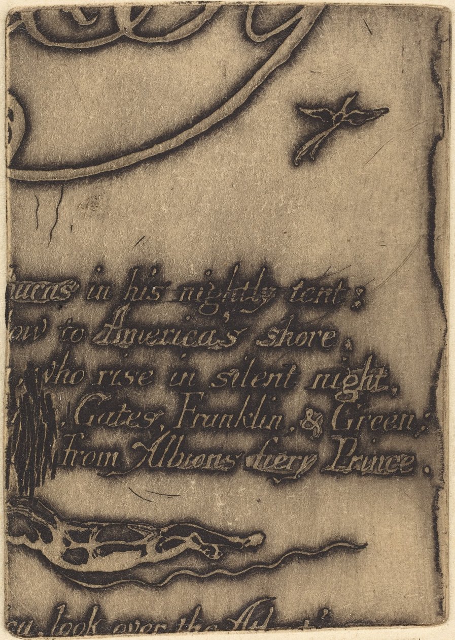 Restrikce z fragmentu zrušené desky pro "A Prophecy" od William Blake