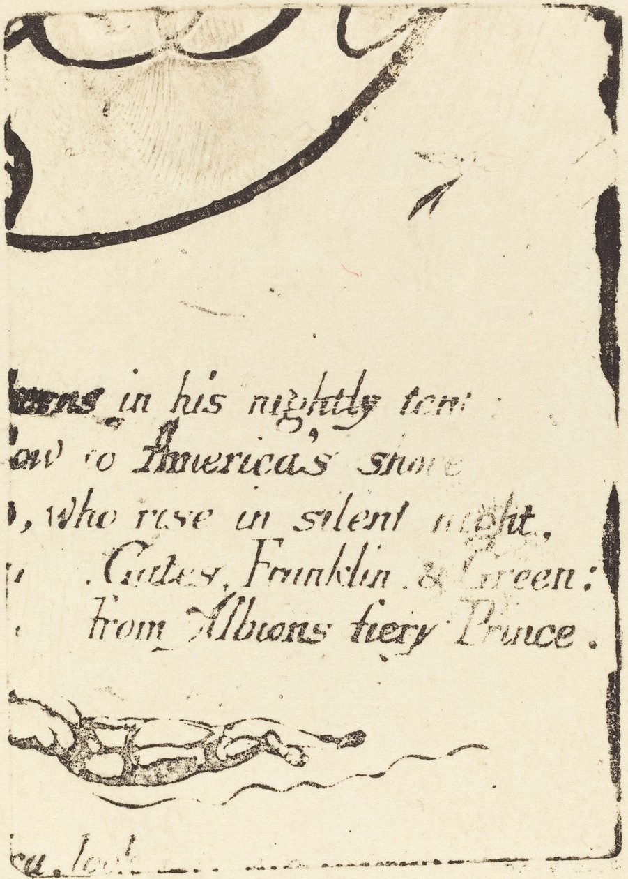Restrikce z fragmentu zrušené desky pro "A Prophecy" od William Blake