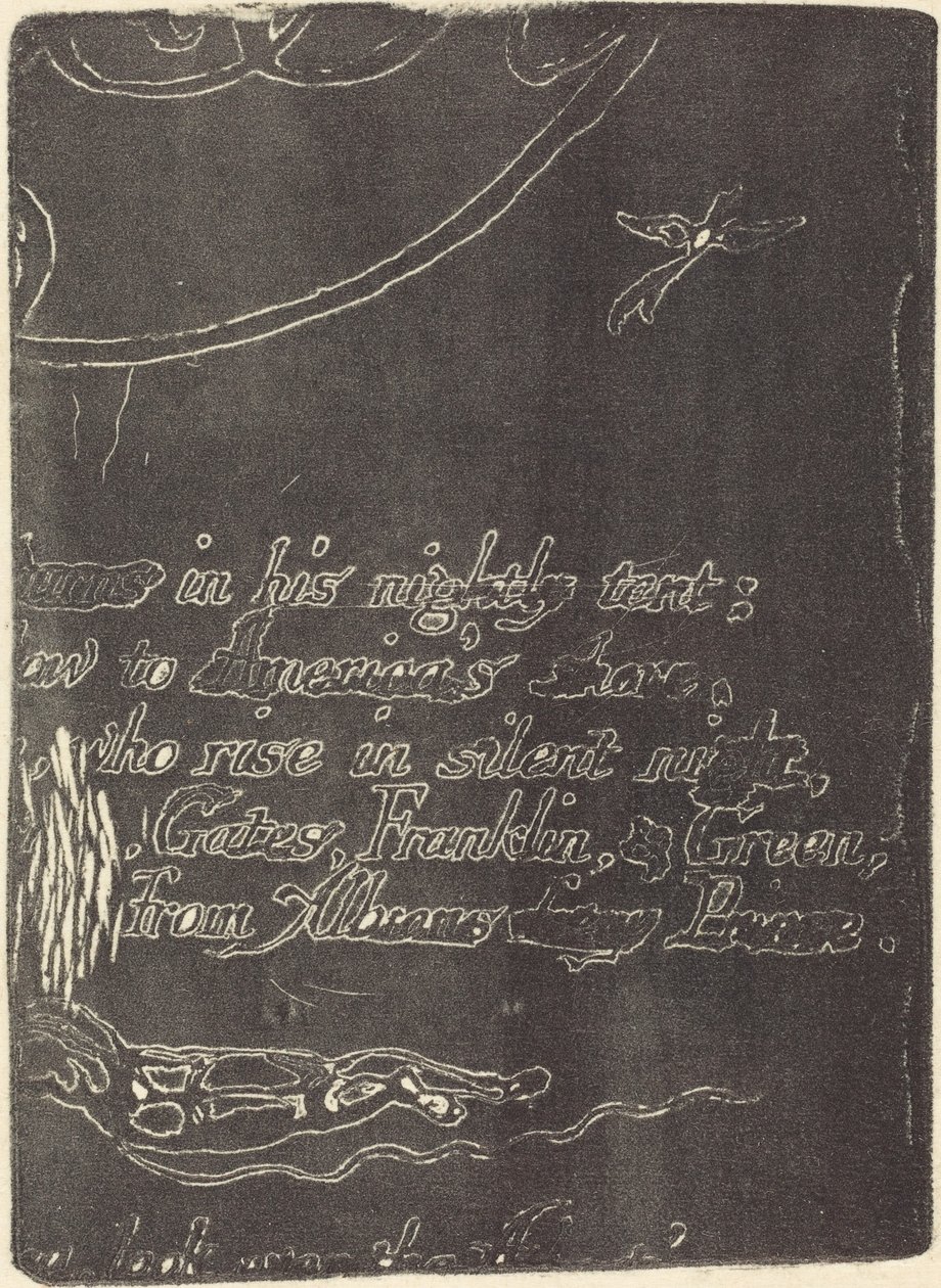 Restrikce z fragmentu zrušené desky pro "A Prophecy" od William Blake