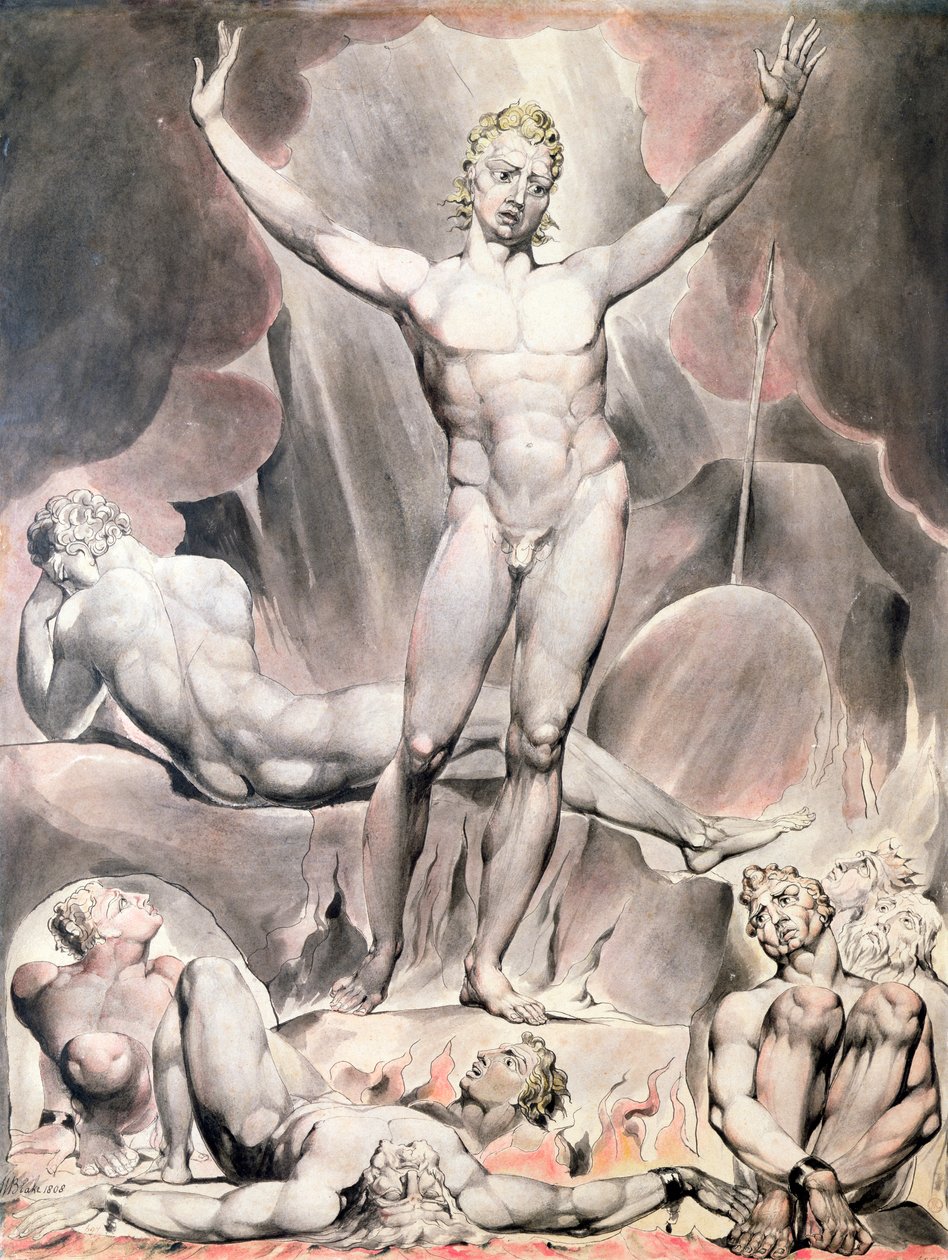 „Satan probouzející rebelské anděly“, 1808 od William Blake