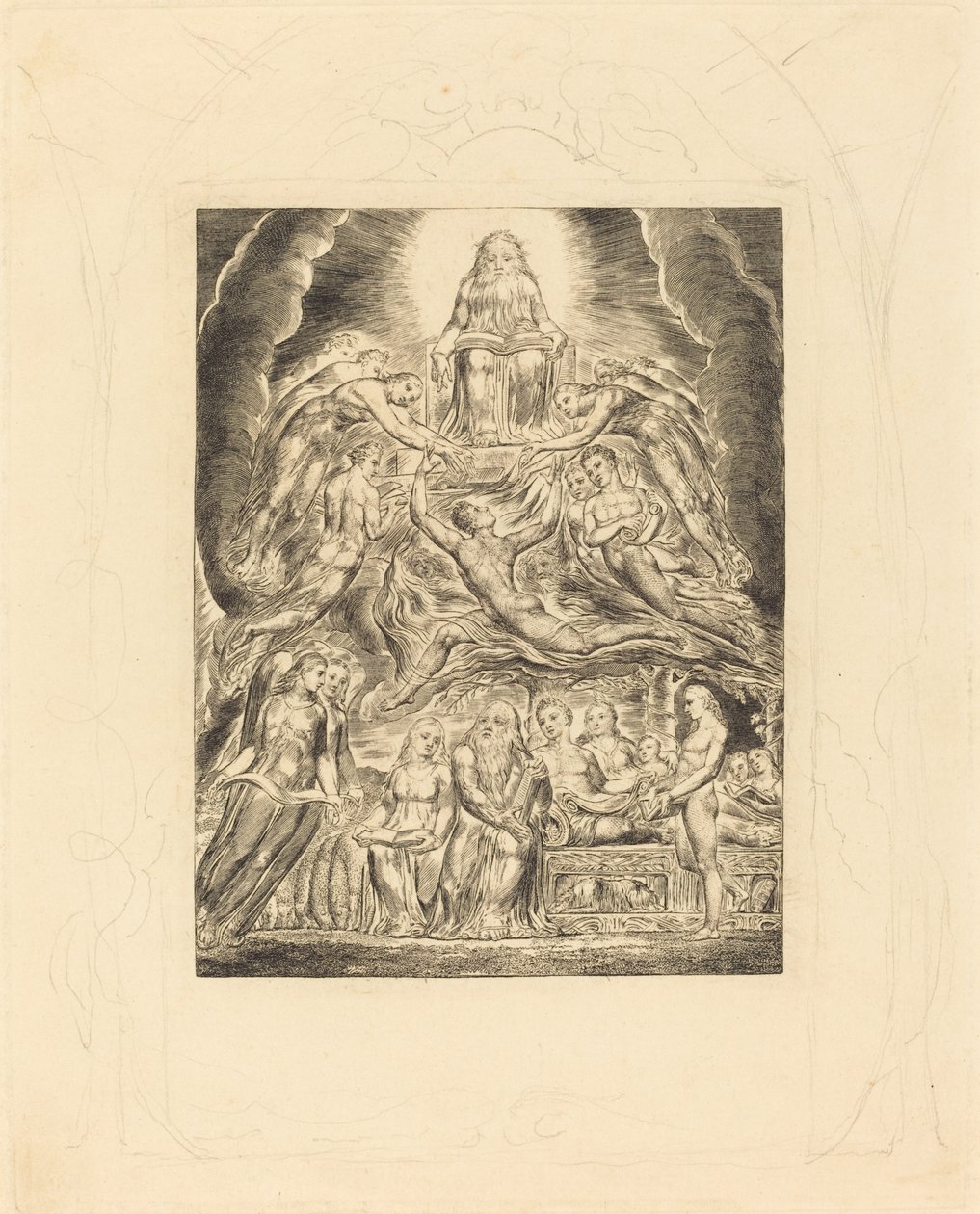 Satan před Božím trůnem od William Blake