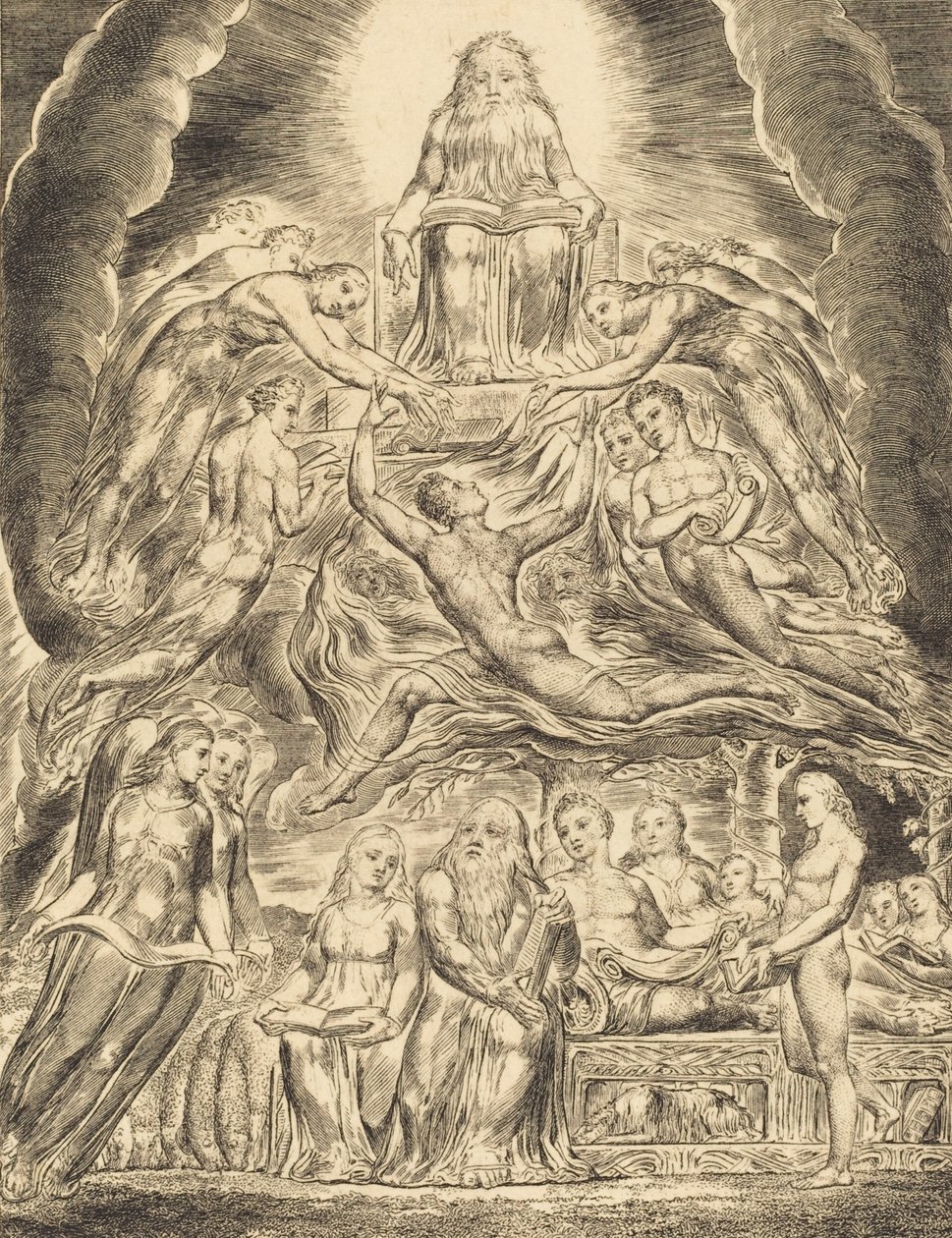 Satan před Božím trůnem, 1825. od William Blake