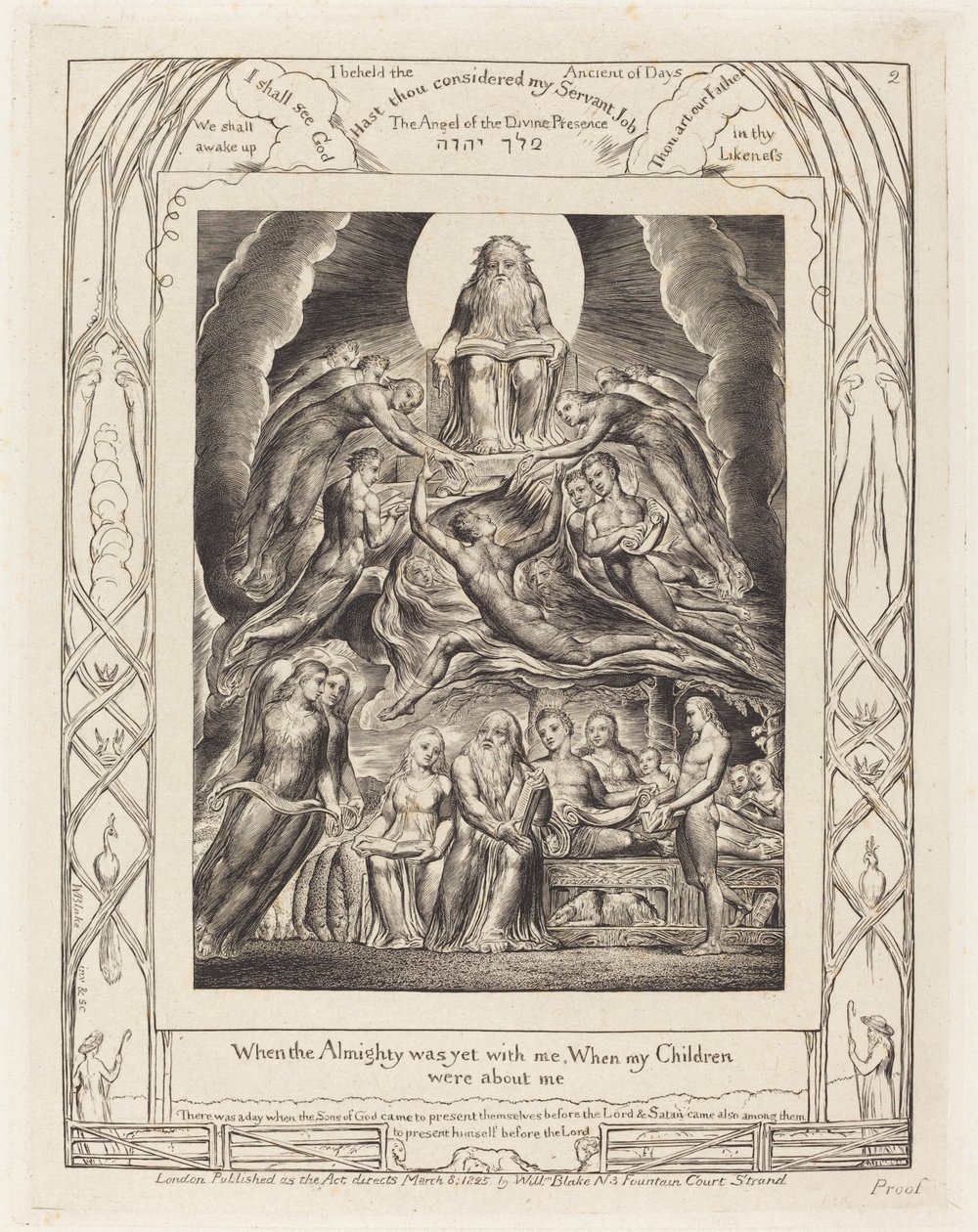 Satan před Božím trůnem, 1825. od William Blake