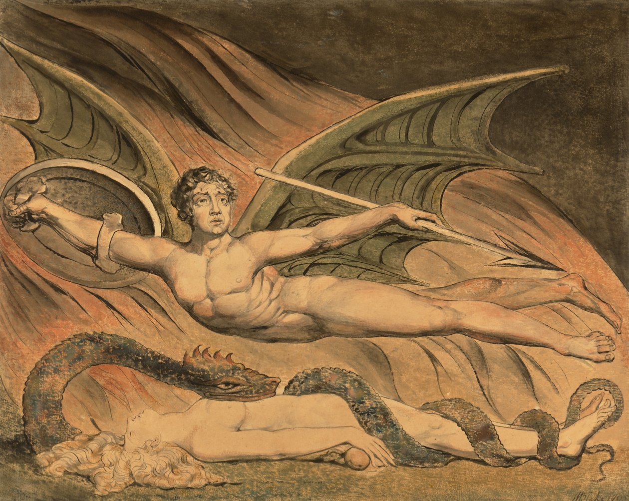 Satan jásá nad Evou od William Blake