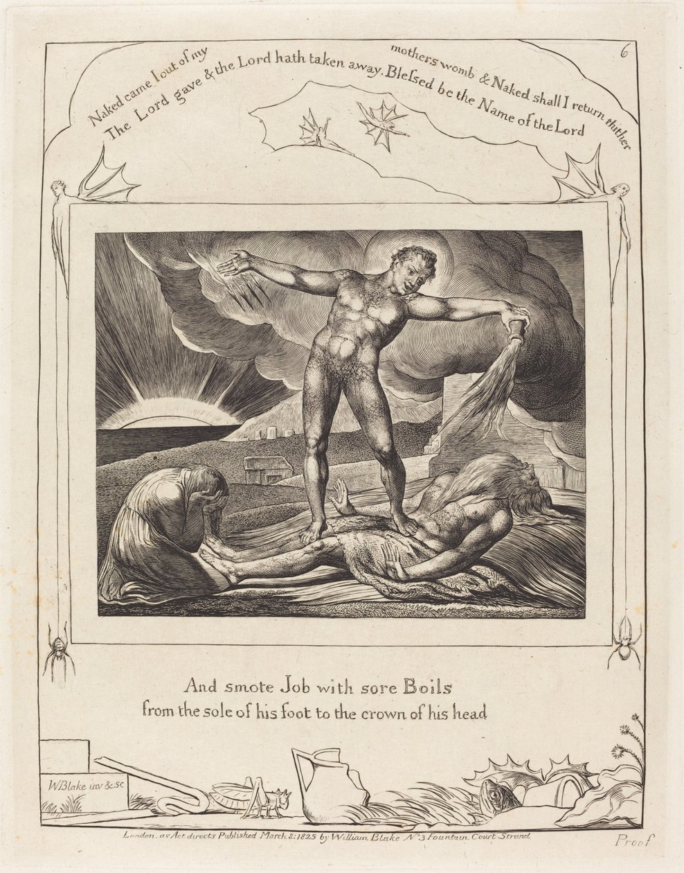 Satan Smiting Job s vaří od William Blake