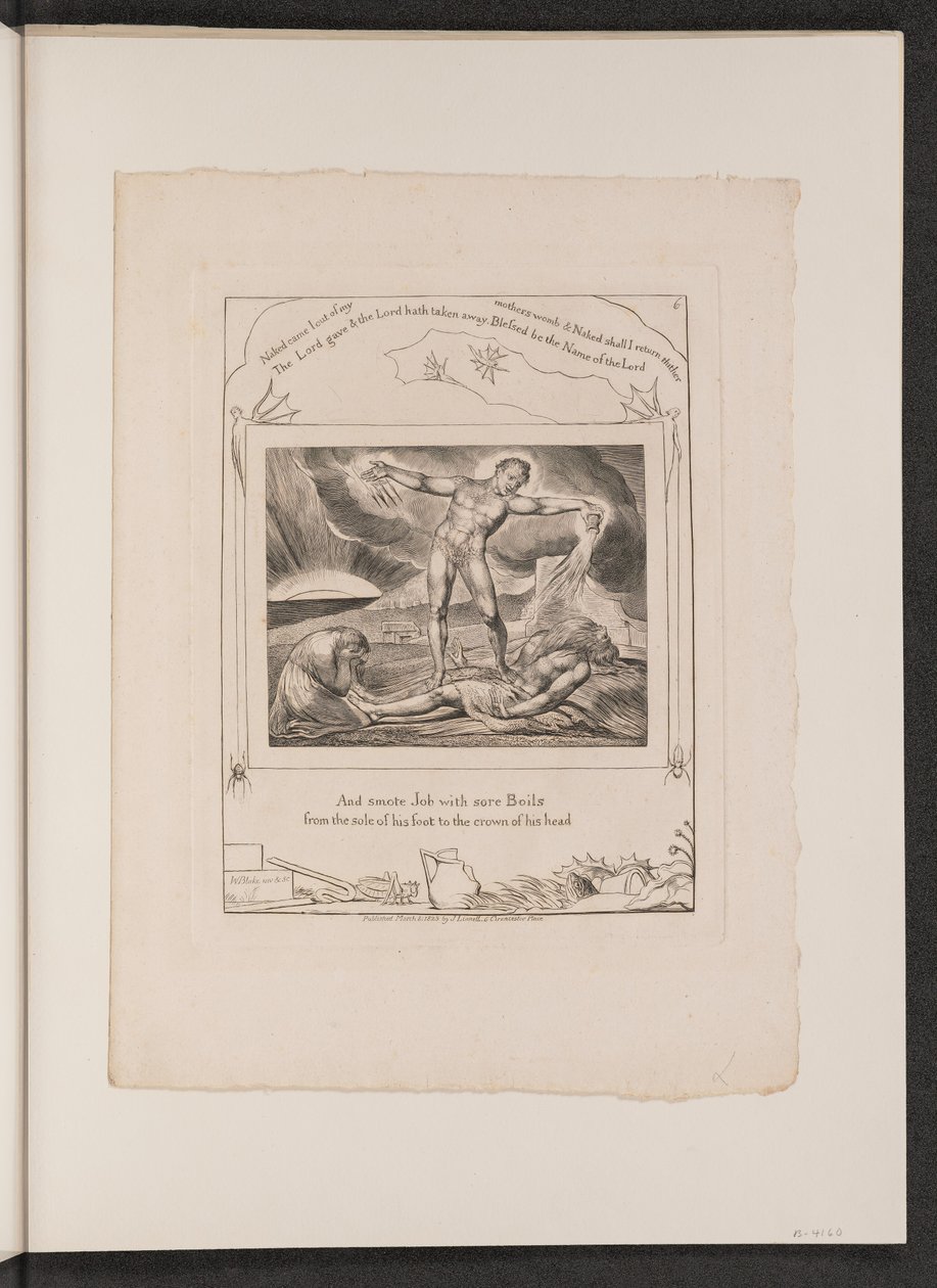 Satan Smiting Job s vaří od William Blake