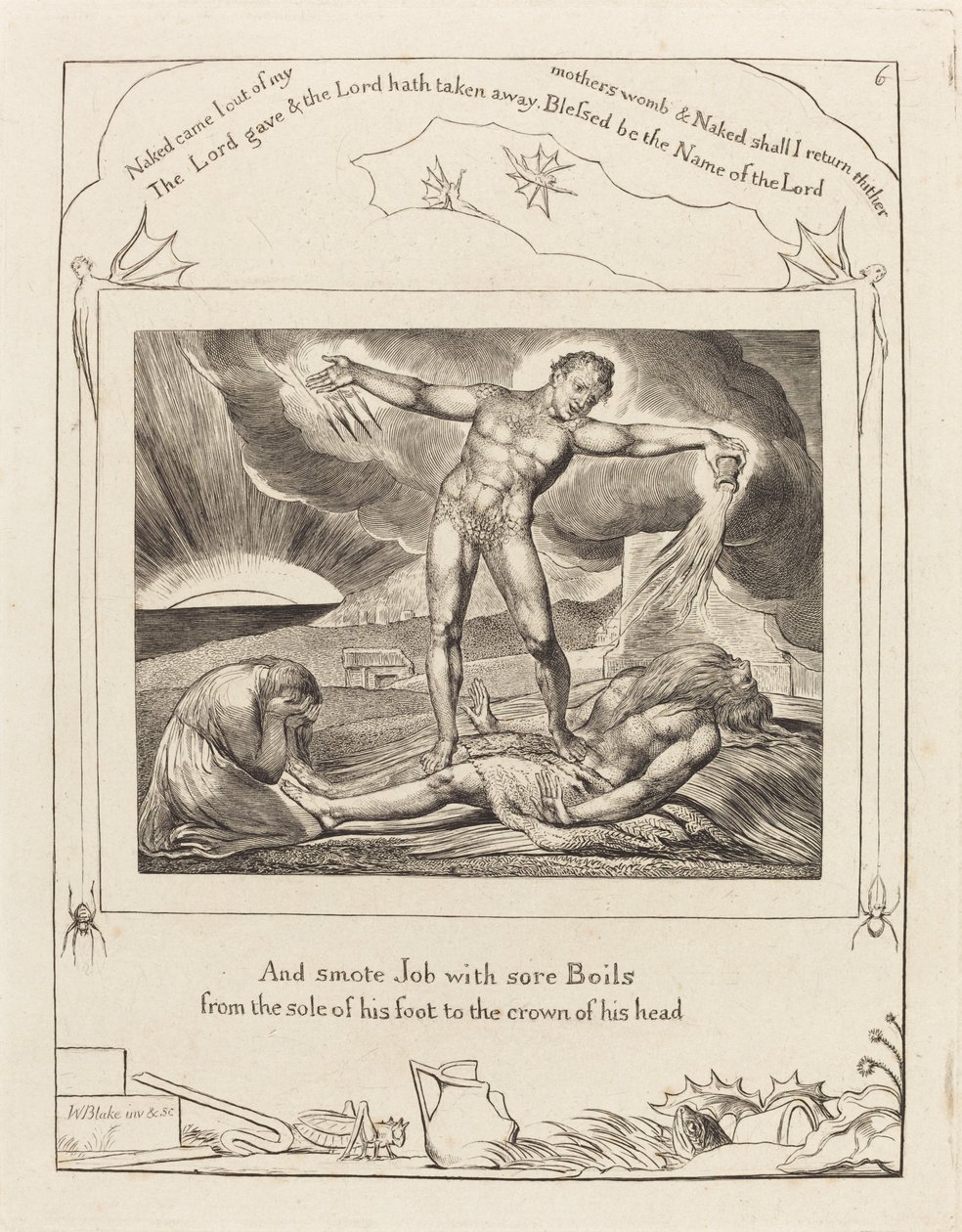 Satan Smiting Job s vaří od William Blake