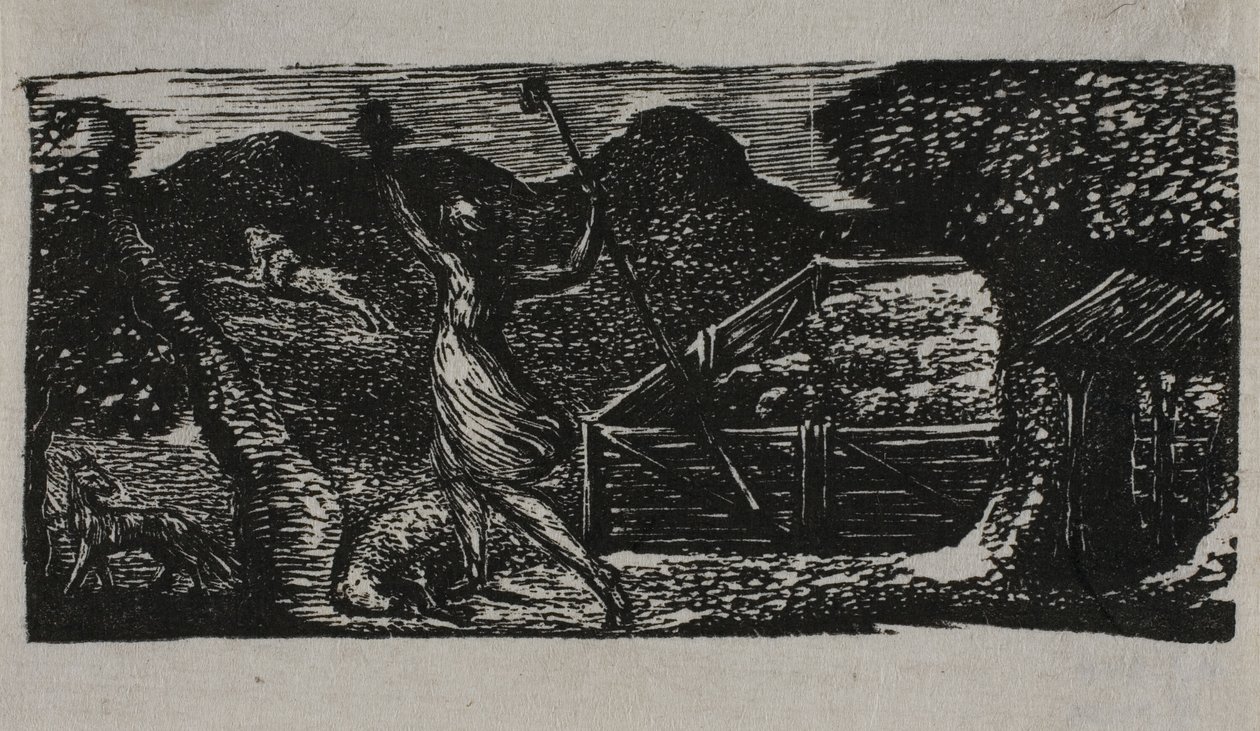 Pastýř zahání vlka z Virgilových pastýřů od William Blake