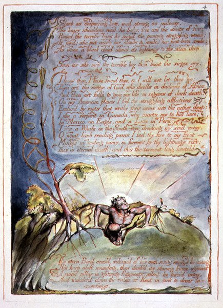 "Silent as Despairing Love", deska 2 z "Amerika, proroctví" od William Blake