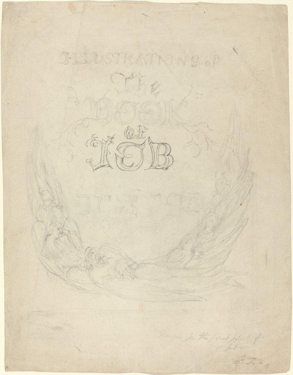Skica pro titulní stránku rytých ilustrací ke knize Job od William Blake