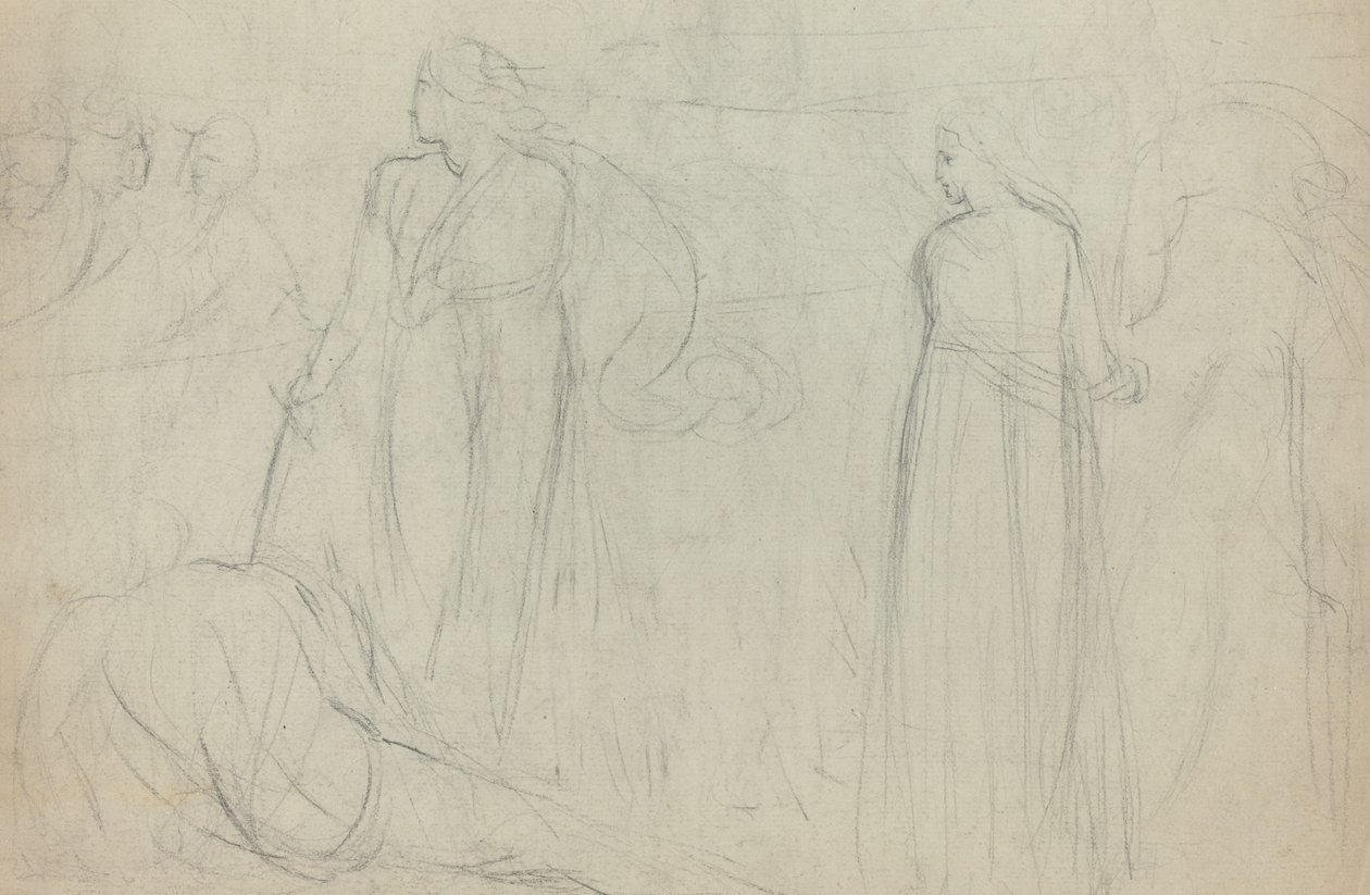 Náčrt šermíře stojícího nad svým poraženým protivníkem [verso] od William Blake