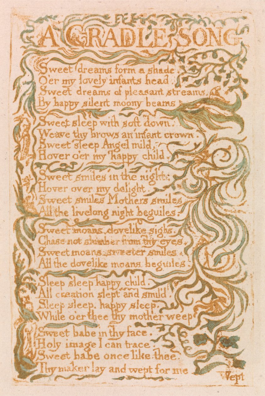Songs of Innocence, Plate 18, A Cradle Song (Bentley 16) od William Blake